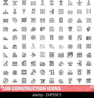 ensemble de 100 icônes de construction. Illustration de 100 icônes de construction ensemble de vecteurs isolé sur fond blanc Illustration de Vecteur