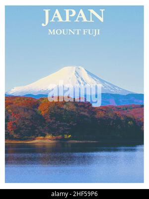 Japon - affiche de voyage du Mont Fuji Banque D'Images