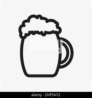 Icône de contour de vecteur de bière.Illustration du verre à bière Illustration de Vecteur