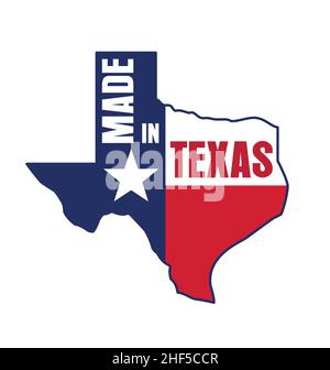 Fabriqué en Texas carte stylisée logo symbole icône emblème vecteur isolé sur fond blanc Illustration de Vecteur