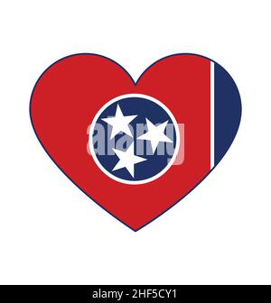 indicateur d'état tennessee tn dans le vecteur d'icône de symbole de forme de coeur isolé sur fond blanc Illustration de Vecteur