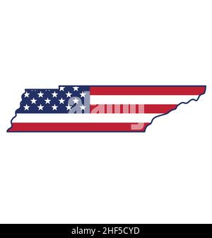 Carte Tennessee tn avec usa etats-unis d'amérique drapeau icône de vecteur isolé sur fond blanc Illustration de Vecteur