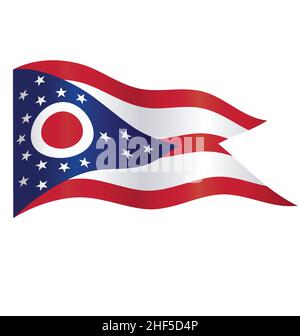 exact correct ohio oh état drapeau volant waving vecteur de soie isolé sur bafkground blanc Illustration de Vecteur