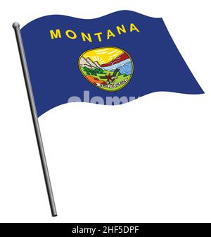 Drapeau d'état Montana mt orne le vol sur vecteur de FLFLFLpole isolé sur fond blanc Illustration de Vecteur