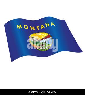 Montana mt drapeau état soie ondulant flux volant précis vecteur correct isolé sur fond blanc Illustration de Vecteur