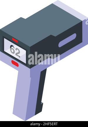 Vecteur isométrique de l'icône du radar de vitesse.Voiture avec appareil photo.Feu de circulation Illustration de Vecteur
