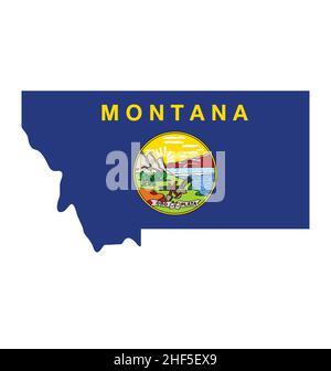 montana mt map shape silhouette avec drapeau d'état logo vecteur isoalté sur fond blanc Illustration de Vecteur