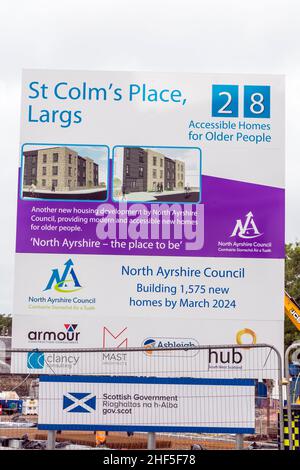 Site de construction de nouvelles maisons accessibles pour les personnes âgées par North Ayrshire Council, St. Colm's place, Largs, North Ayrshire, Écosse,ROYAUME-UNI Banque D'Images