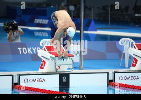 26th JUILLET 2021 - TOKYO, JAPON : Martin Malyutine du Comité olympique russe en action pendant la demi-finale Freestyle masculin 200m au Tokyo 2020 Banque D'Images