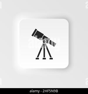 Observatoire, télescope.Icône de vecteur de type neumorphe de bio-ingénierie.Biotechnologie pour la santé, recherche.Biologie moléculaire, biomédicale et moléculaire Illustration de Vecteur