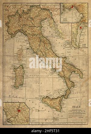 Carte de l'Italie vintage Banque D'Images