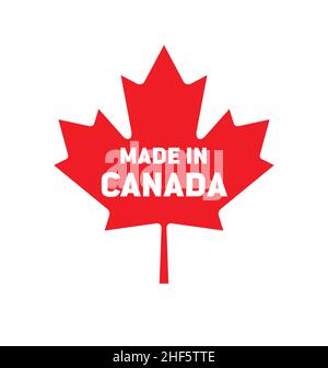 Fabriqué au Canada feuille d'érable logo simple icône rouge vecteur canadien isolé sur fond blanc Illustration de Vecteur