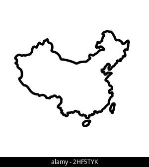 Forme simplifiée de la carte des peuples PRC république de Chine avec l'île de Taïwan contour vecteur de silhouette isolé sur fond blanc Illustration de Vecteur