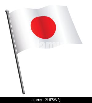 drapeau japonais du japon volant sur le drapeau de soie icône vecteur isolé sur fond blanc Illustration de Vecteur