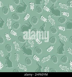 Motif de Pâques avec œufs, lapins et fleurs dans des couleurs pastel.Rapport fluide pour votre conception.Design pour le titre du site, la bannière, l'affiche, la carte Illustration de Vecteur