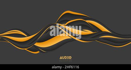 Visualisation des ondes sonores. Forme d'onde 3D solide. Modèle d'échantillon de voix. Illustration de Vecteur