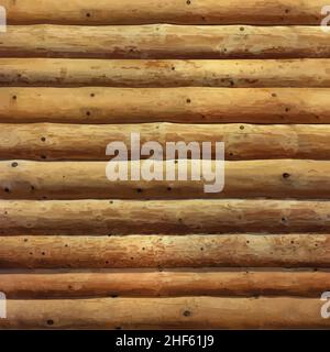 bois rond réaliste cabine mur photo maison réelle fond réaliste texture vecteur illustration, Illustration de Vecteur