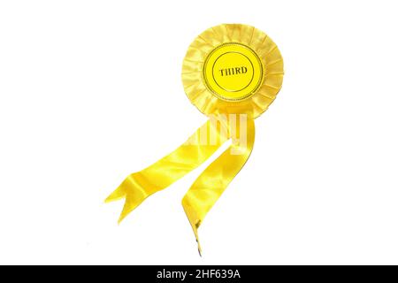 Vintage Winner Rosette Prize badge for Best in Show ou Winng a Race of Award on White Background Banque D'Images