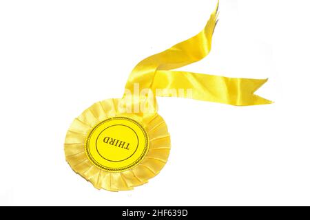 Vintage Winner Rosette Prize badge for Best in Show ou Winng a Race of Award on White Background Banque D'Images