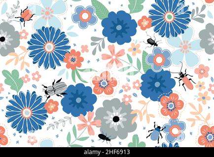 Carafes fleurs sans coutures motif vectoriel Illustration de Vecteur