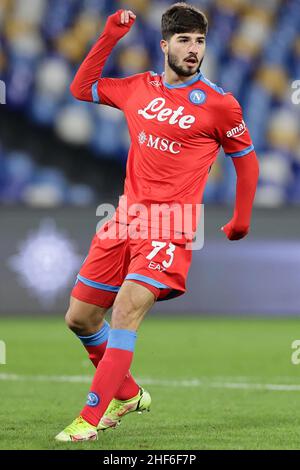 Naples, Italie.06th janvier 2022.Antonio Cioffi de SSC Napoli lors de la coupe d'Italie du match de football 16 entre SSC Napoli et ACF Fiorentina au stade Diego Armando Maradona à Napoli (Italie), le 13th janvier 2022.Photo Cesare Purini/Insidefoto crédit: Insidefoto srl/Alay Live News Banque D'Images