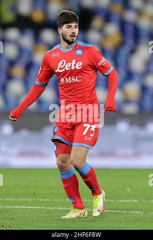 Naples, Italie.06th janvier 2022.Antonio Cioffi de SSC Napoli lors de la coupe d'Italie du match de football 16 entre SSC Napoli et ACF Fiorentina au stade Diego Armando Maradona à Napoli (Italie), le 13th janvier 2022.Photo Cesare Purini/Insidefoto crédit: Insidefoto srl/Alay Live News Banque D'Images