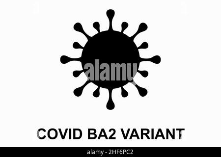 BA2.Nouvelle variante du coronavirus SRAS-COV-2.Sous-variante d'Omicron.Conception horizontale.Conception de virus et texte noir. Banque D'Images