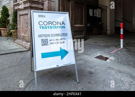 Station d'essai Corona à Munich au Residenz, Bavière, Allemagne, Europe Banque D'Images