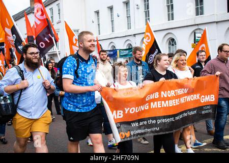 Gala de Durham Miner, ou « Big Meeting ». Organisé chaque année, de grandes foules se réunissent pour célébrer l'histoire des mineurs avec des marches et des discours de politiciens syndicaux. Banque D'Images