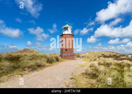 Feu de marque croisée dans les dunes près de Kampen, Ile de Sylt, Schleswig-Holstein, Allemagne Banque D'Images