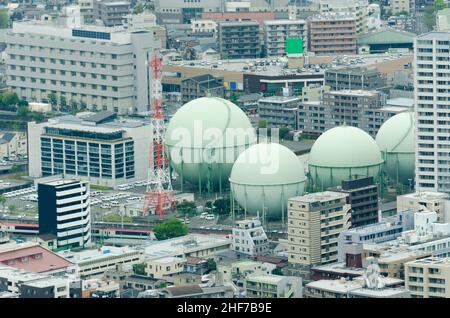 Yokohama cityline depuis la terrasse d'observation du Landmark. Banque D'Images