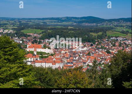 Allemagne, Bavière, Swabia, Allgäu, Ostallgäu,Füssen, Kalvarienberg, vue sur Füssen Banque D'Images