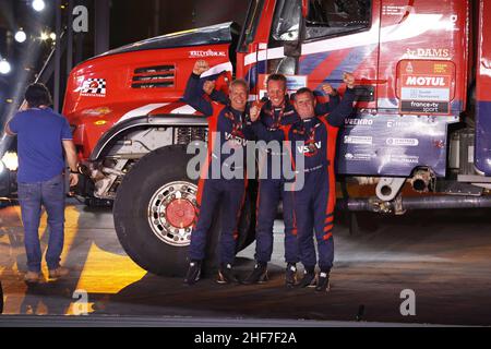 Djeddah, Arabie Saoudite.14th janvier 2022.522 de Groot Richard (nld), Hulsebosch Jan (nld), Laan Mark (nld), pompiers équipe de Dakar, Iveco Magirus 4x4 DRNL, T5 FIA Camion, action pendant la fin du podium du rallye de Dakar 2022, le 14th 2022 janvier à Jeddah, Arabie Saoudite - photo Julien Delfosse / DPPI crédit: DPPI Media/Alay Live News Banque D'Images