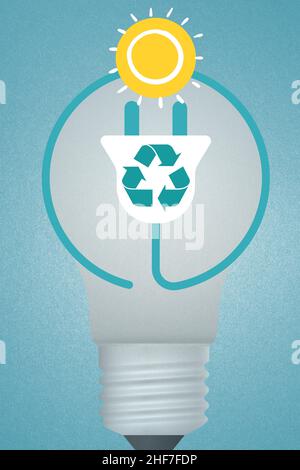 Illustration créative du soleil, de l'utilisation des énergies renouvelables et durables Banque D'Images