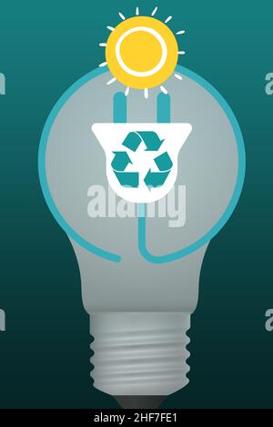 Illustration créative du soleil, de l'utilisation des énergies renouvelables et durables Banque D'Images