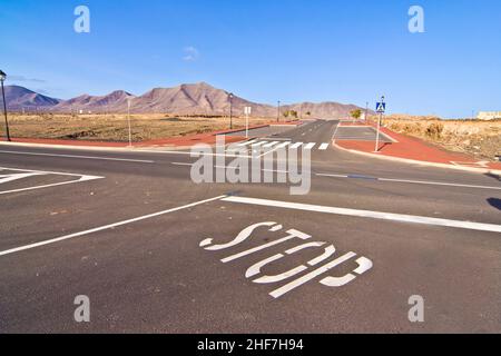 Nouvelles routes pour la zone de développement de Lanzarote Banque D'Images