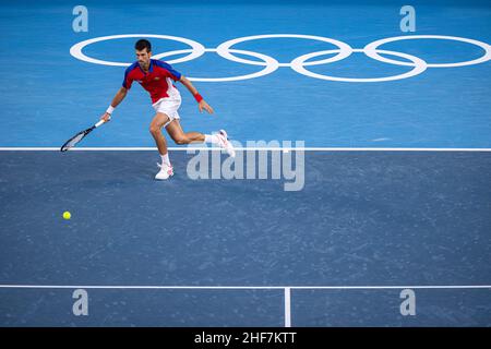 Tokyo, Japon.31st juillet 2021.Jeux Olympiques: Match de tennis entre Novak Djokovic et Pablo Carreño pour la médaille de bronze à l'arène Ariake.© ABEL F. ROS Banque D'Images