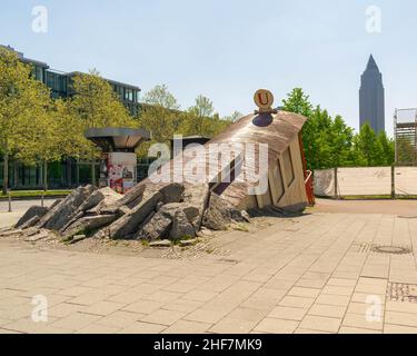 Entrée et sortie pour la station de métro Bockenheimer à Francfort Allemagne, la célèbre entrée du train/tramway/métro Banque D'Images