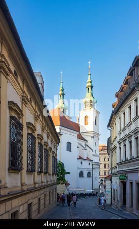 Brno (Brünn), rue Dominikanska, église St Michael à Jihomoravsky, Moravie du Sud, Südmähren, Tchèque Banque D'Images