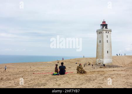 Hjoerring, Rubjerg Knude Lighthouse (Rubjerg Knude FYR), dunes de sable, habitants de Rubjerg, Jylland, Jutland,Danemark Banque D'Images