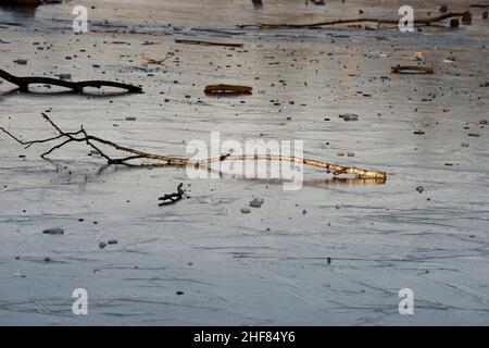 Hiver, lac, glace, gelé Banque D'Images