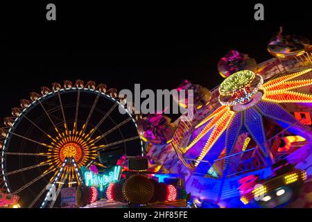 Oktoberfest, Munich, nuit, Wiesn, grande roue Banque D'Images