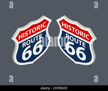 Historique signpost route 66 en isométrie pour la carte.Illustration vectorielle. Illustration de Vecteur