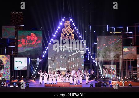 Djeddah, Arabie Saoudite.14th janvier 2022.Ambiance pendant la fin du podium du Dakar Rally 2022, le 14th 2022 janvier à Jeddah, Arabie Saoudite - photo Julien Delfosse / DPPI crédit: DPPI Media/Alay Live News Banque D'Images