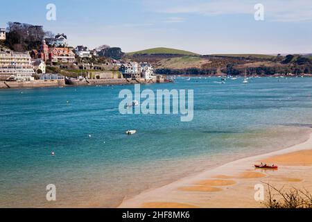 Salcombe Harbor et Mill Bay à partir de près de Rickham Common, East Portbouche, Devon, Angleterre, Royaume-Uni Banque D'Images