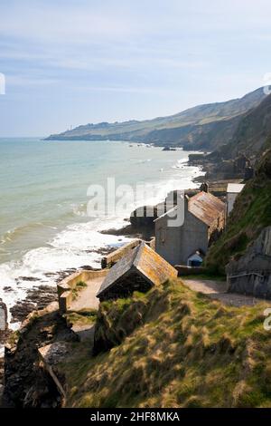 South Hallsands montrant les ruines du village original perdu à la mer, Devon, Angleterre, Royaume-Uni Banque D'Images