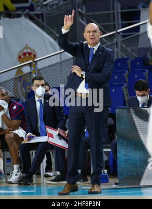 Centre Wizink.14th janvier 2021.Madrid, Espagne; Turkish Airlines EuroLeague Basketball, Real Madrid contre Bitci Baskonia; Neven Spahija (Coach Baskonia) crédit: Action plus Sports/Alay Live News Banque D'Images