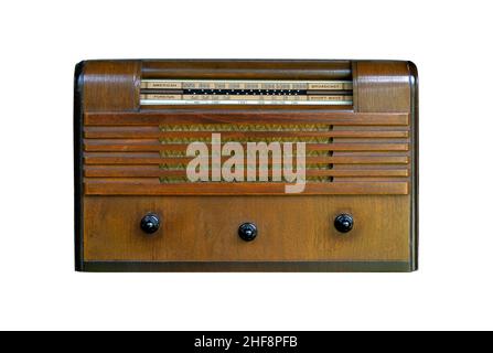 La radio vintage de l'âge d'or de la radio.Les émissions de radio qui provenaient de cette radio faisaient état de la 'Guerre mondiale 2'. Banque D'Images