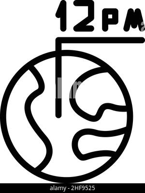 Vecteur de contour de l'icône du fuseau horaire de Greenwich.Fuseau horaire.Carte internationale Illustration de Vecteur