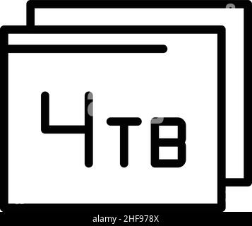 Vecteur de contour d'icône de quatre gigaoctets.Données de mémoire.Appareil photo mobile Illustration de Vecteur